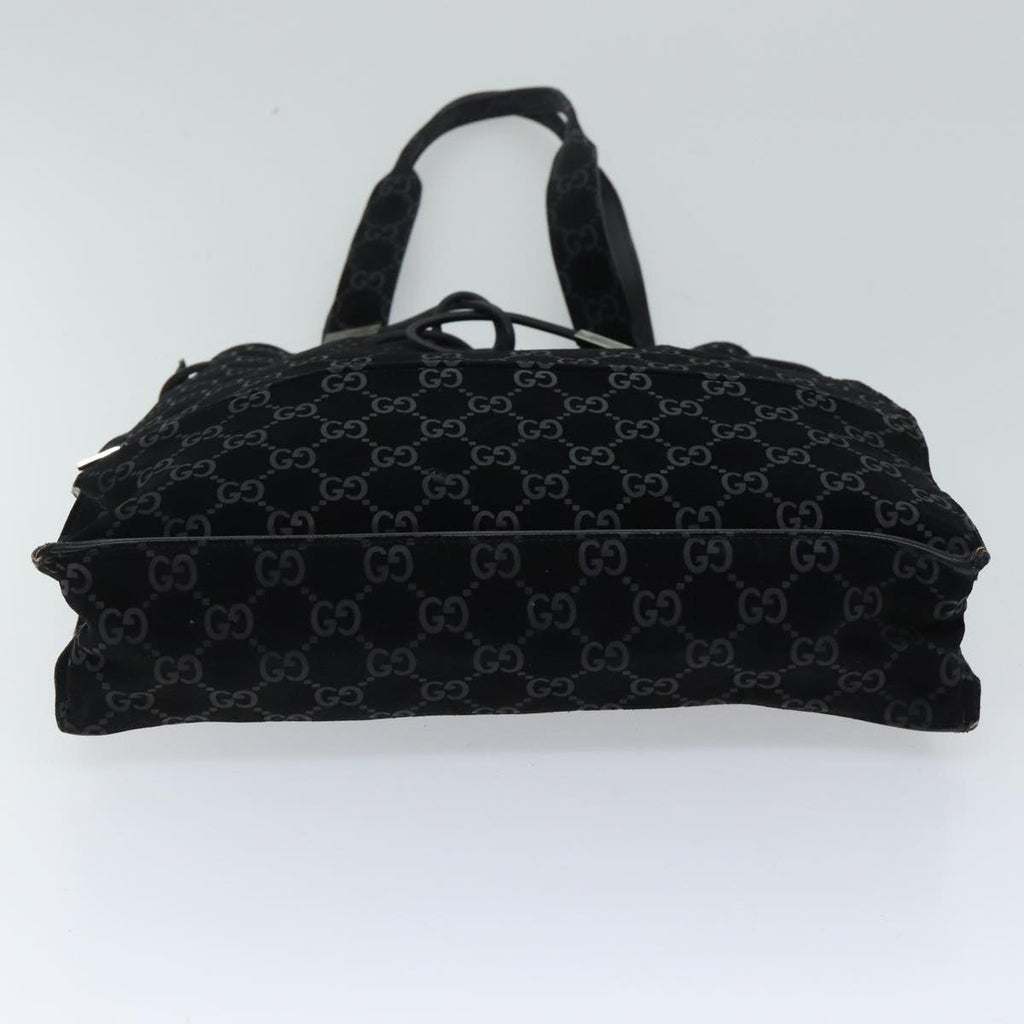 GUCCI GG Canvas Tote Bag Suede Black ar11680