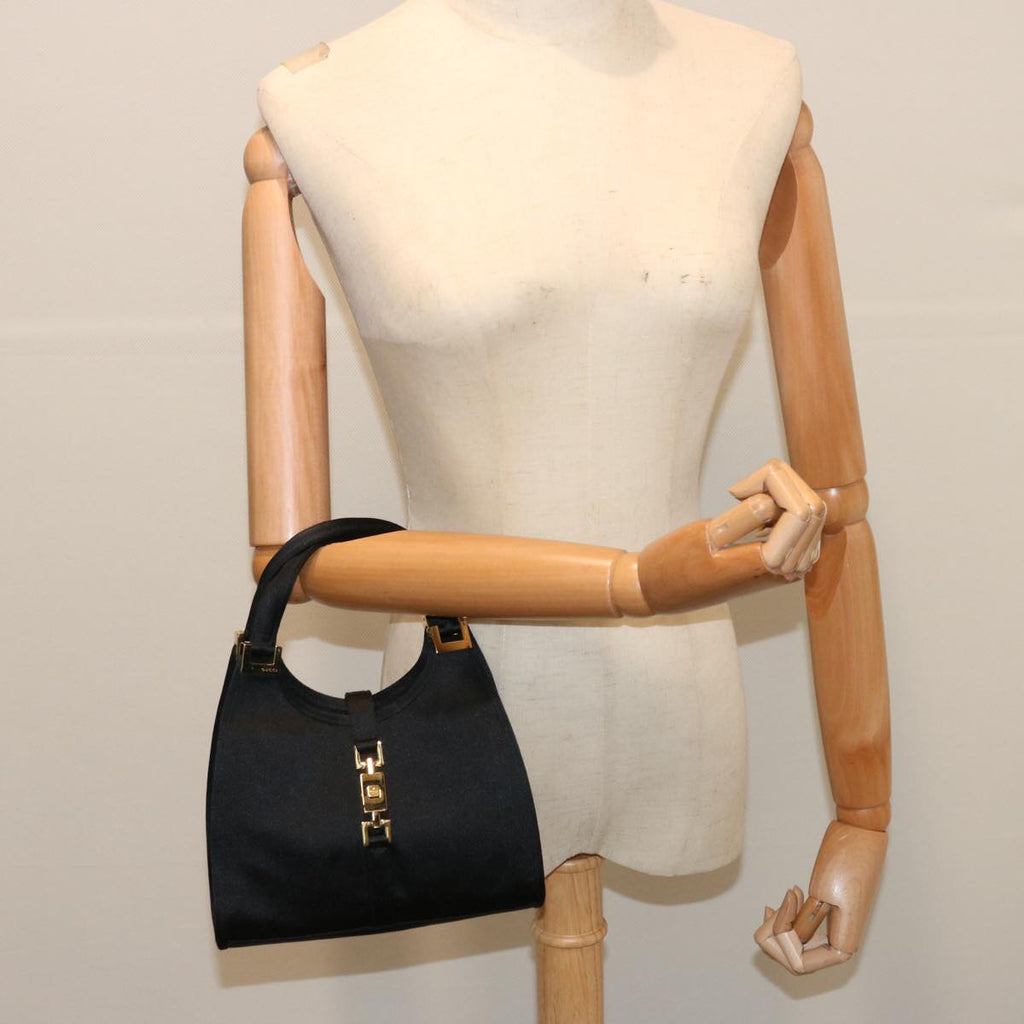 GUCCI Jackie Hand Bag Satin Black 005 0788 00926 ar11686