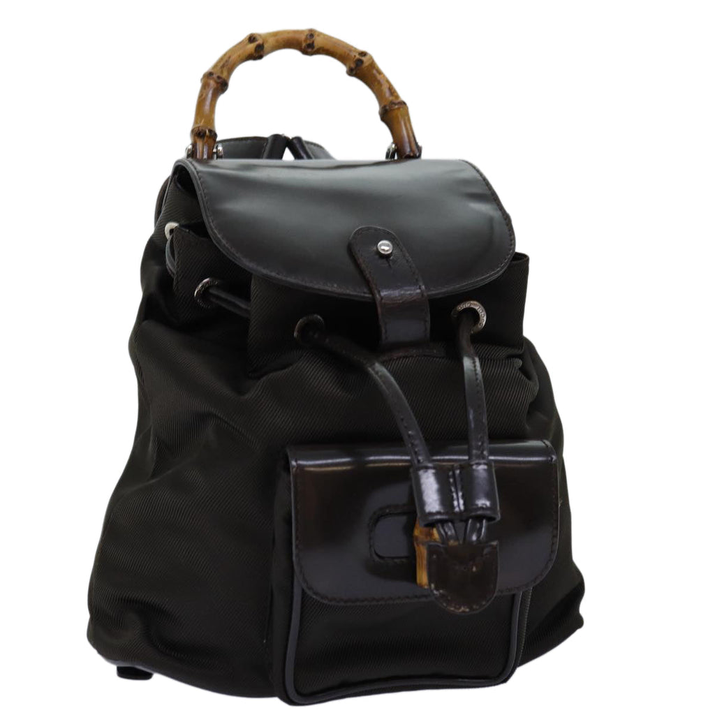 GUCCI Bamboo Backpack Nylon Brown 003 1998 0030 ar11716