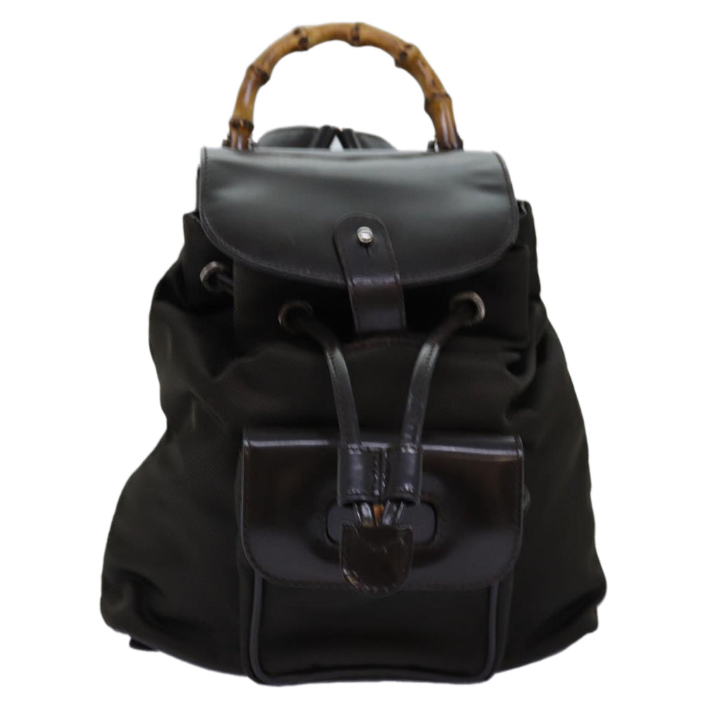 GUCCI Bamboo Backpack Nylon Brown 003 1998 0030 ar11716