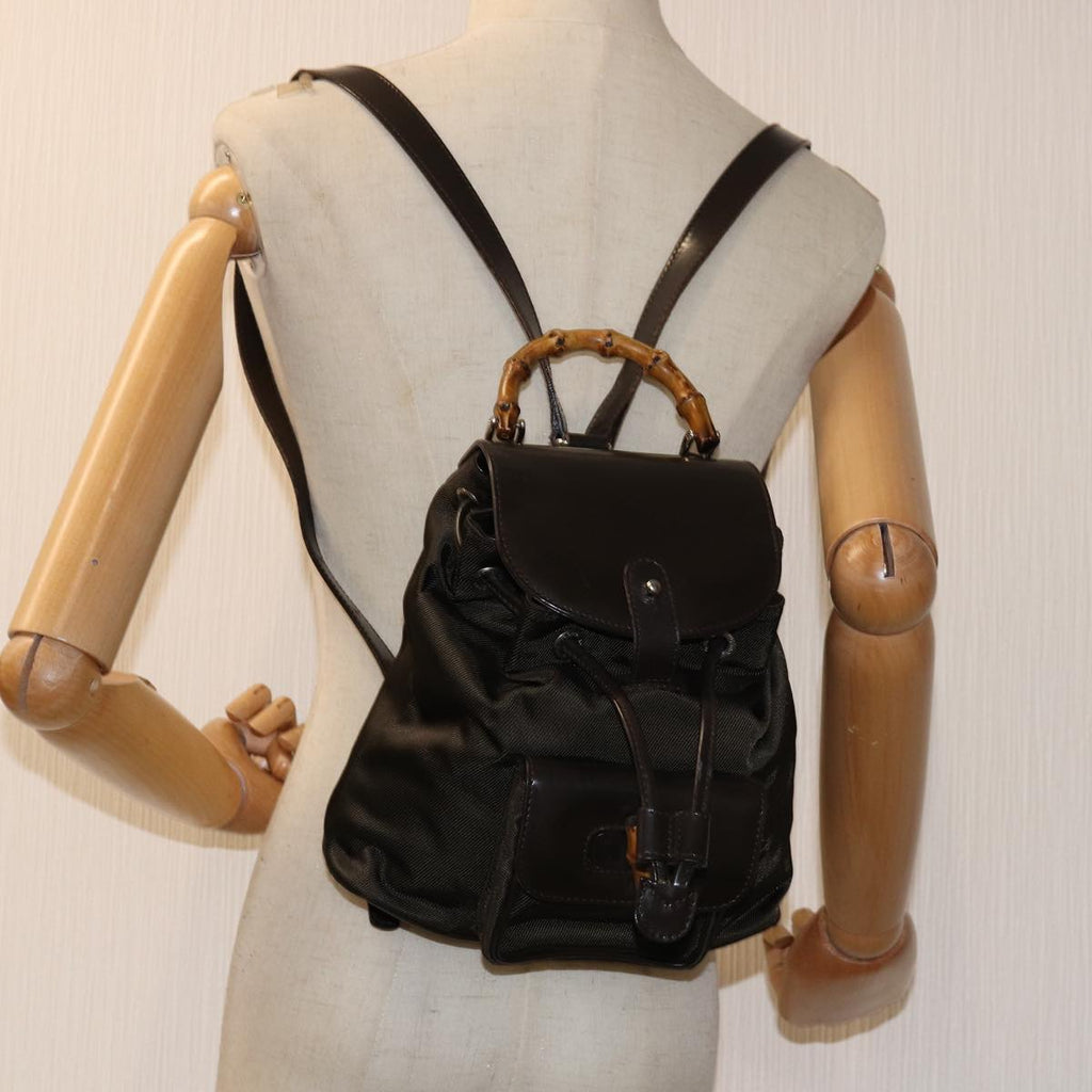 GUCCI Bamboo Backpack Nylon Brown 003 1998 0030 ar11716