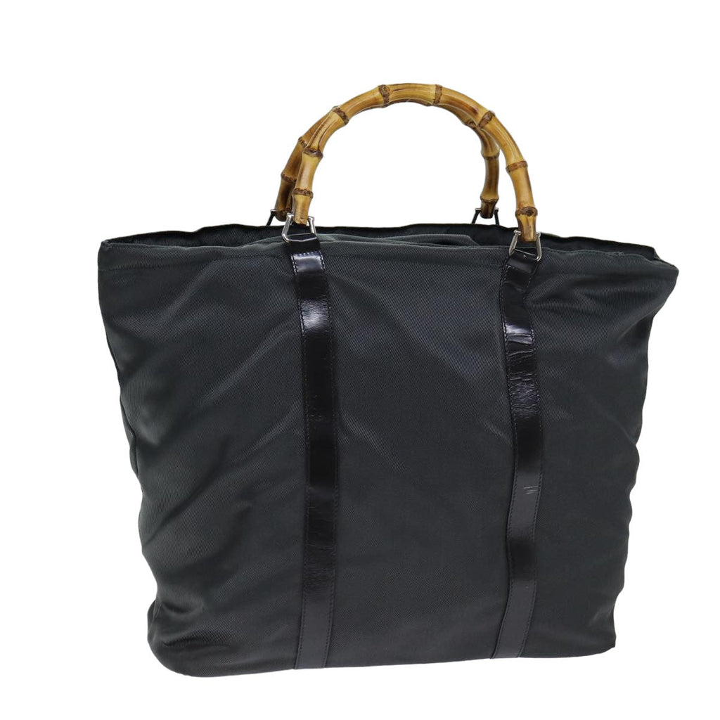 GUCCI Bamboo Hand Bag Nylon Gray 002 2854 0412 5 ar11843