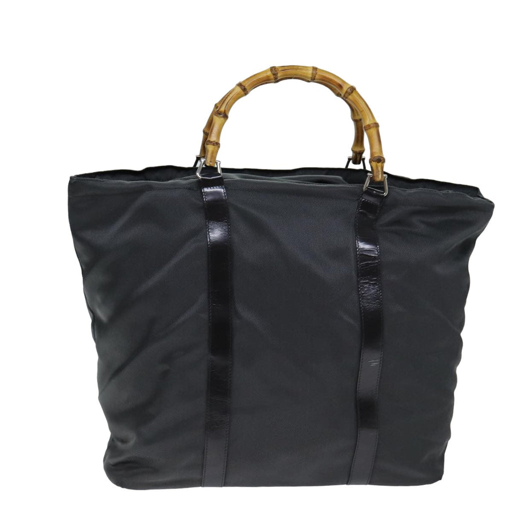 GUCCI Bamboo Hand Bag Nylon Gray 002 2854 0412 5 ar11843