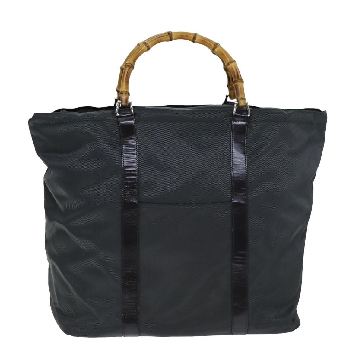 GUCCI Bamboo Hand Bag Nylon Gray 002 2854 0412 5 ar11843