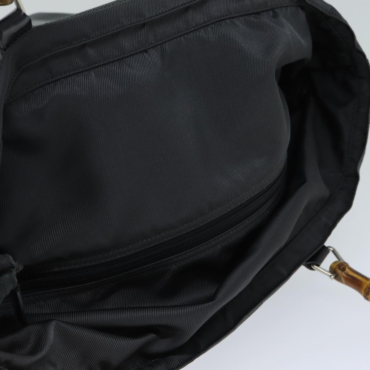 GUCCI Bamboo Hand Bag Nylon Gray 002 2854 0412 5 ar11843