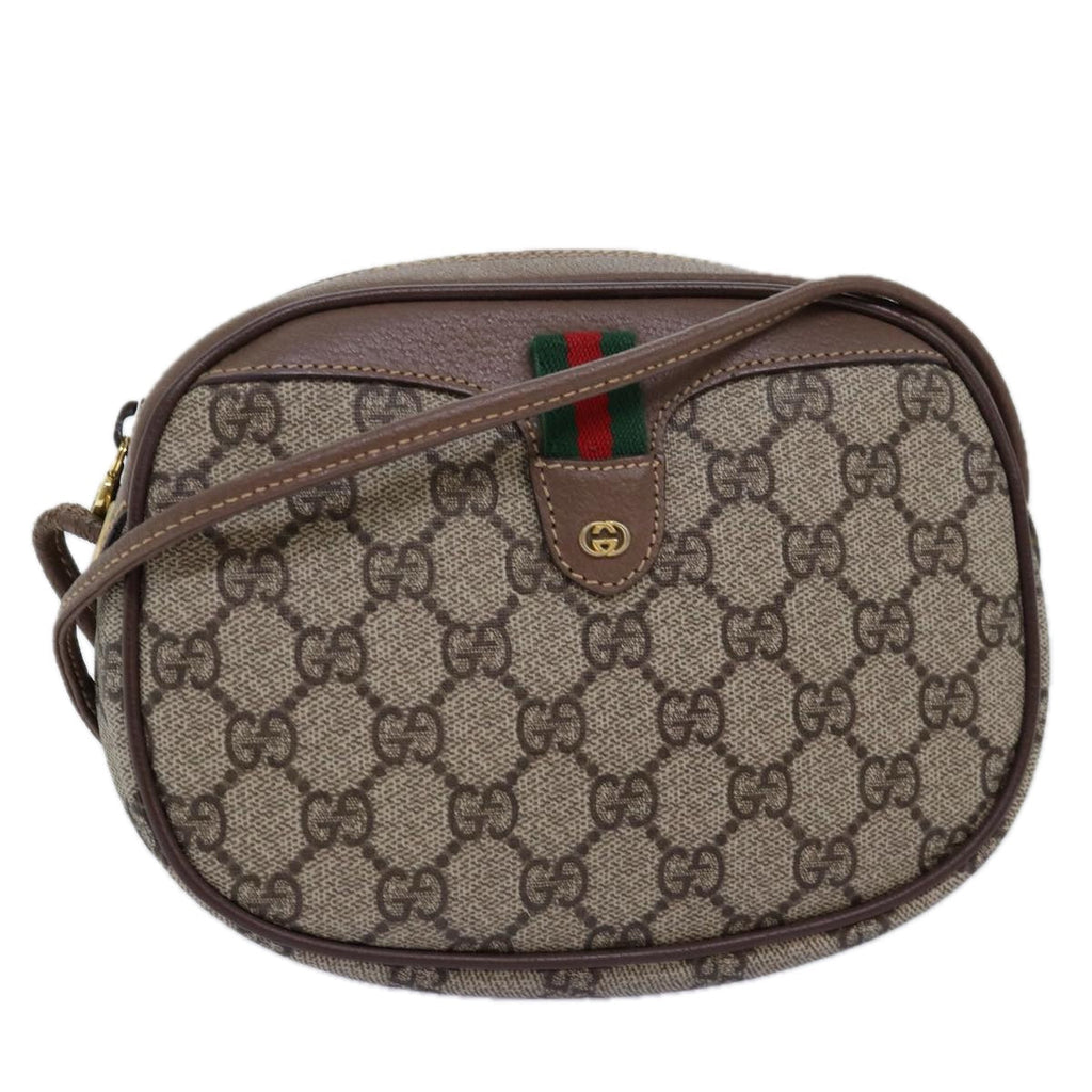 GUCCI GG Supreme Web Sherry Line Shoulder Bag PVC Beige Red 007 58 ar11876