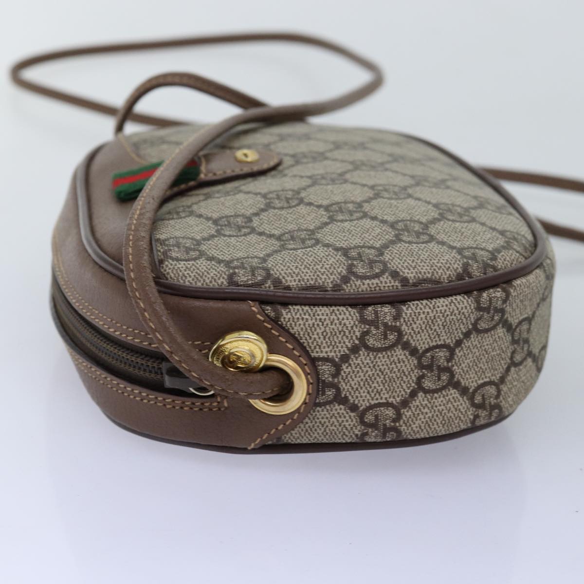 GUCCI GG Supreme Web Sherry Line Shoulder Bag PVC Beige Red 007 58 ar11876