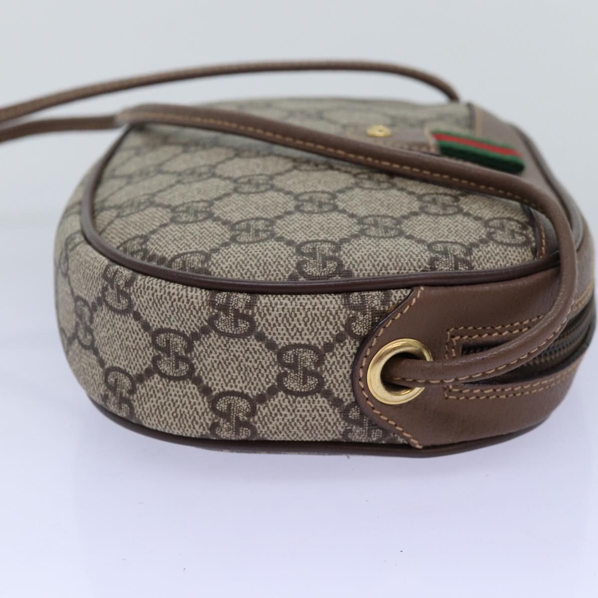 GUCCI GG Supreme Web Sherry Line Shoulder Bag PVC Beige Red 007 58 ar11876