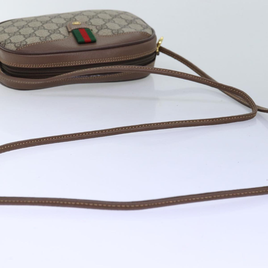 GUCCI GG Supreme Web Sherry Line Shoulder Bag PVC Beige Red 007 58 ar11876