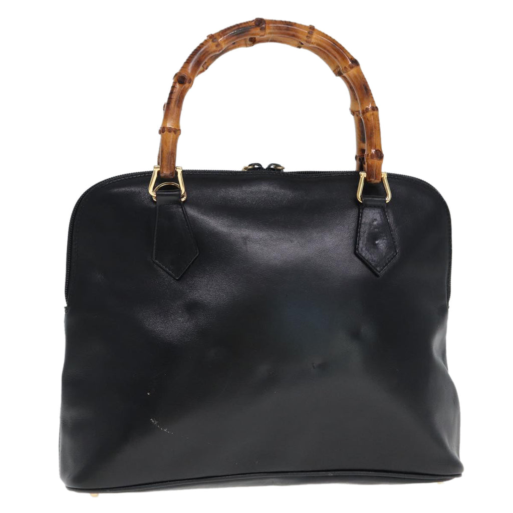 GUCCI Bamboo Hand Bag Leather Black 000 1186 0289 ar11883
