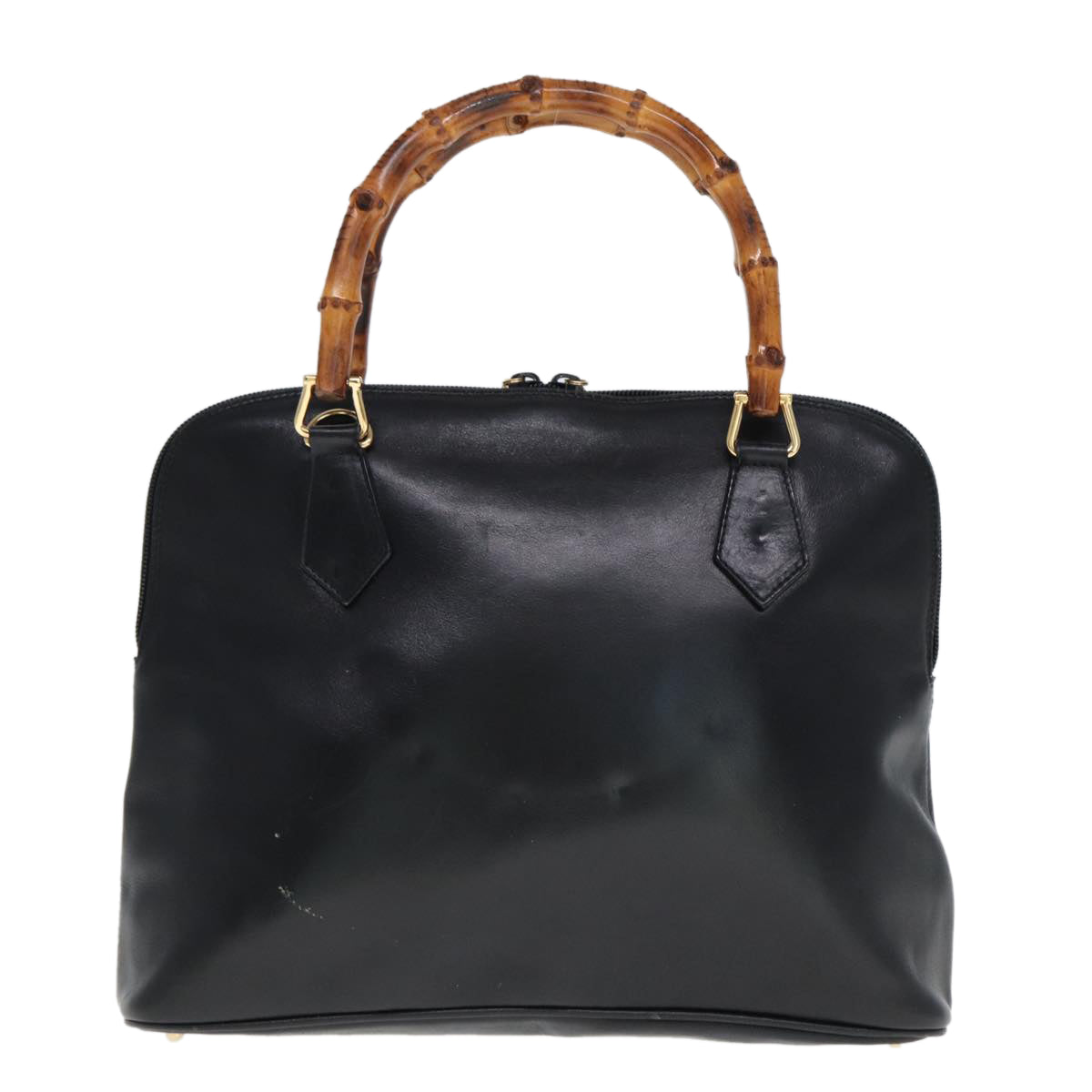 GUCCI Bamboo Hand Bag Leather Black 000 1186 0289 ar11883