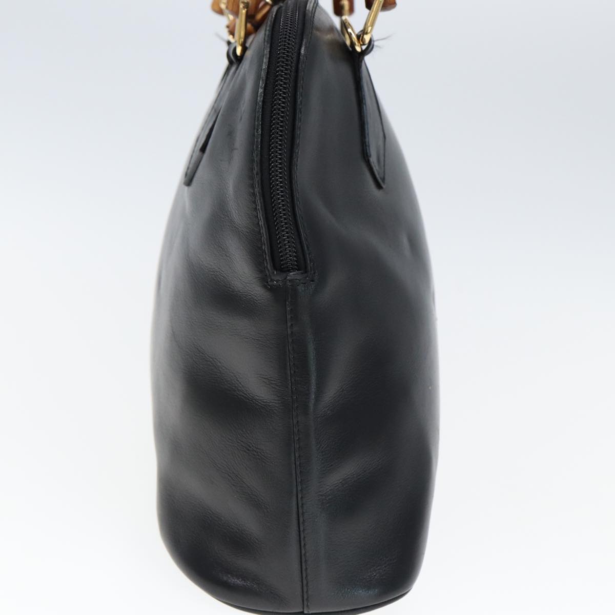 GUCCI Bamboo Hand Bag Leather Black 000 1186 0289 ar11883