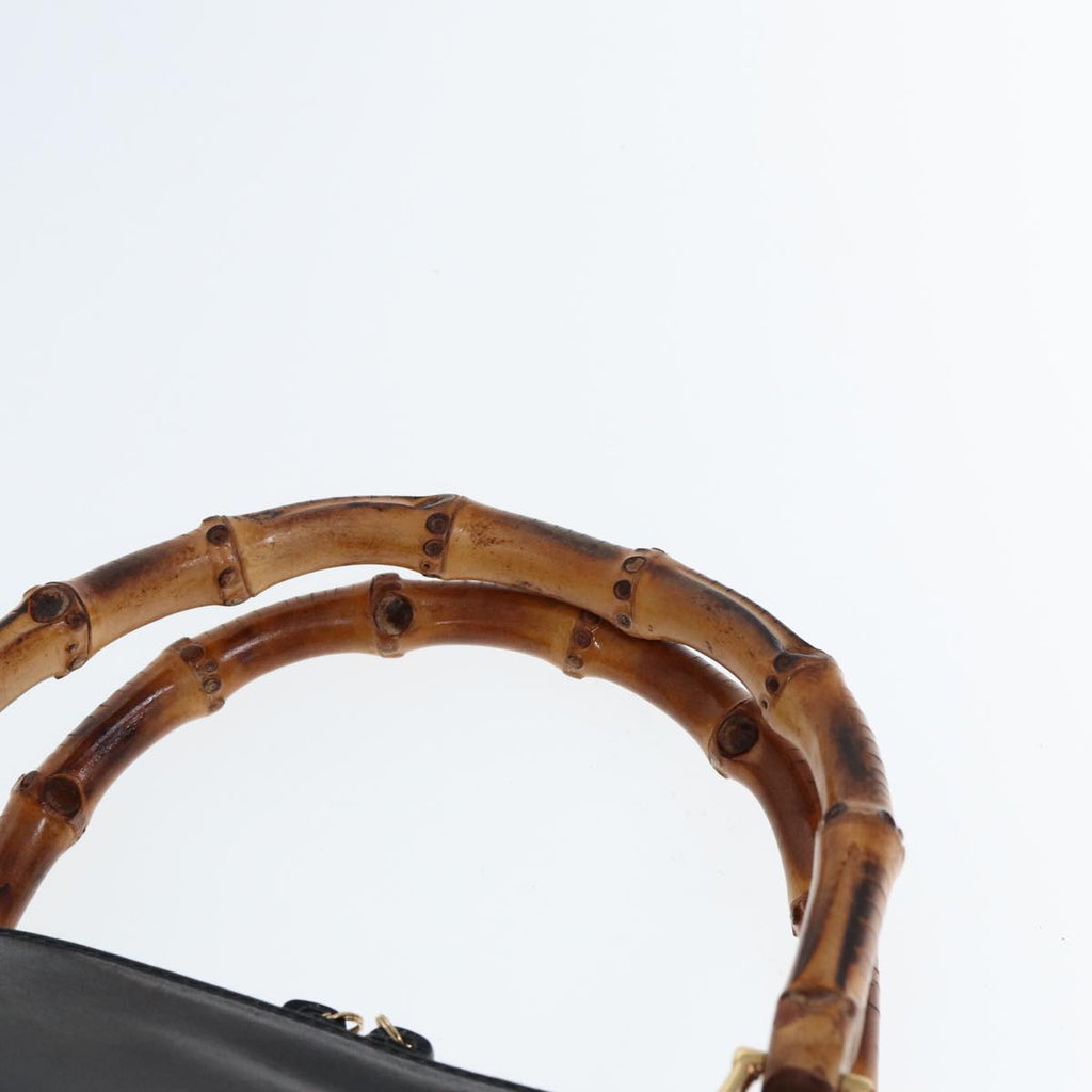 GUCCI Bamboo Hand Bag Leather Black 000 1186 0289 ar11883