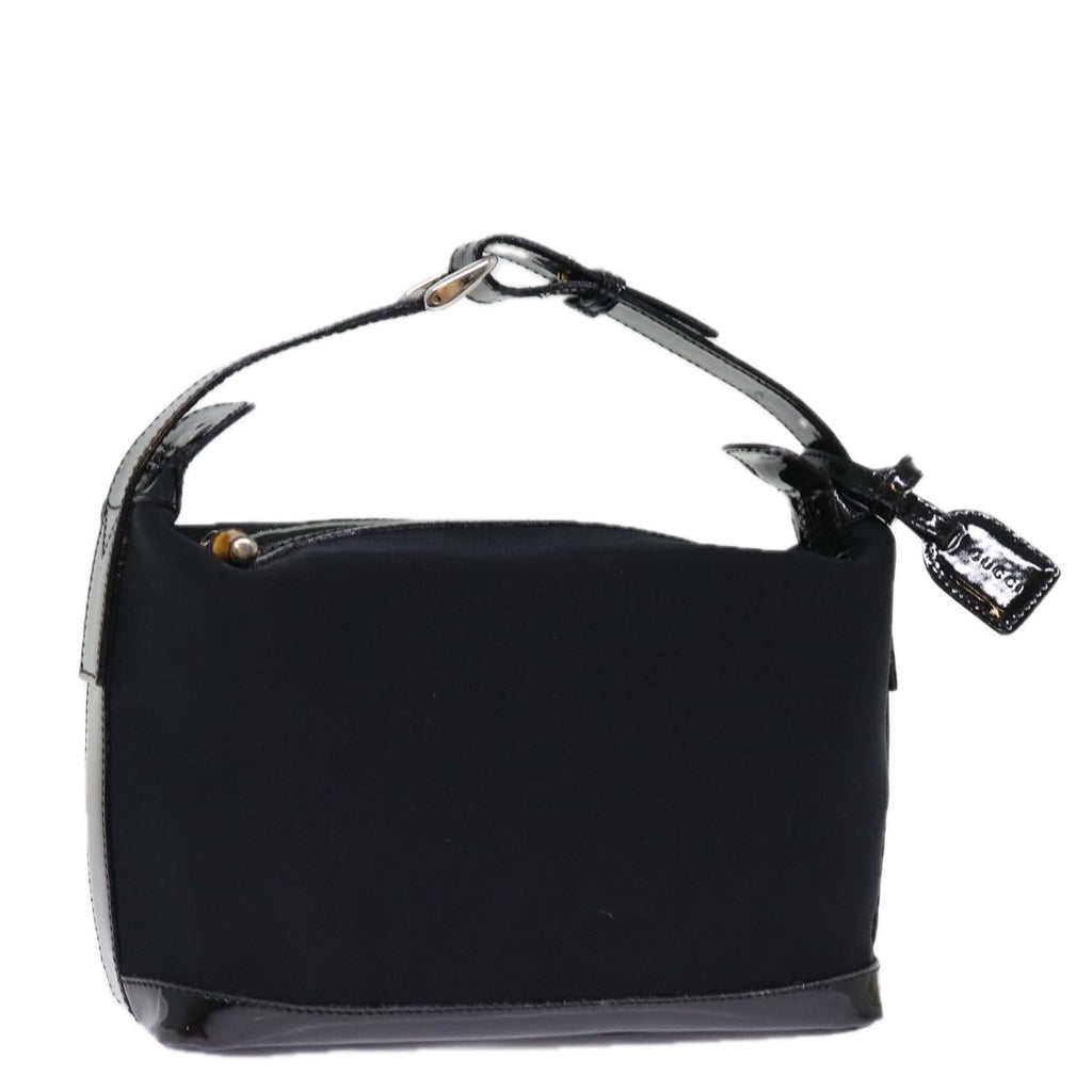 GUCCI Bamboo Hand Bag Nylon Black ar11884