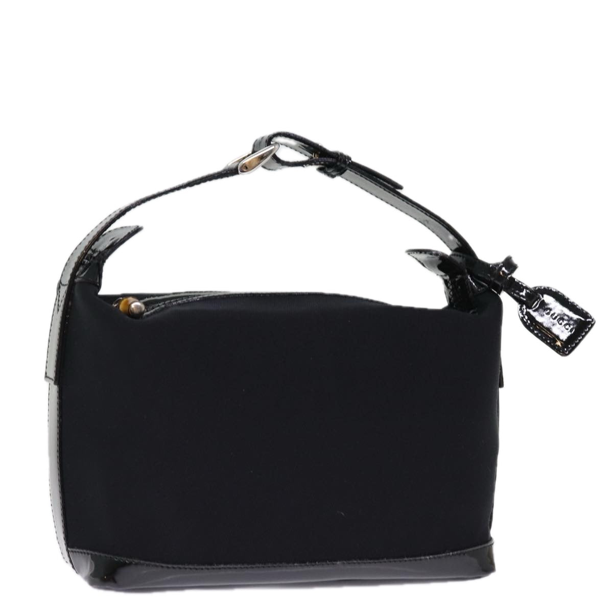 GUCCI Bamboo Hand Bag Nylon Black ar11884
