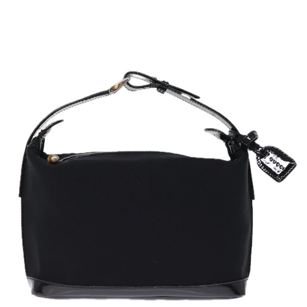 GUCCI Bamboo Hand Bag Nylon Black ar11884