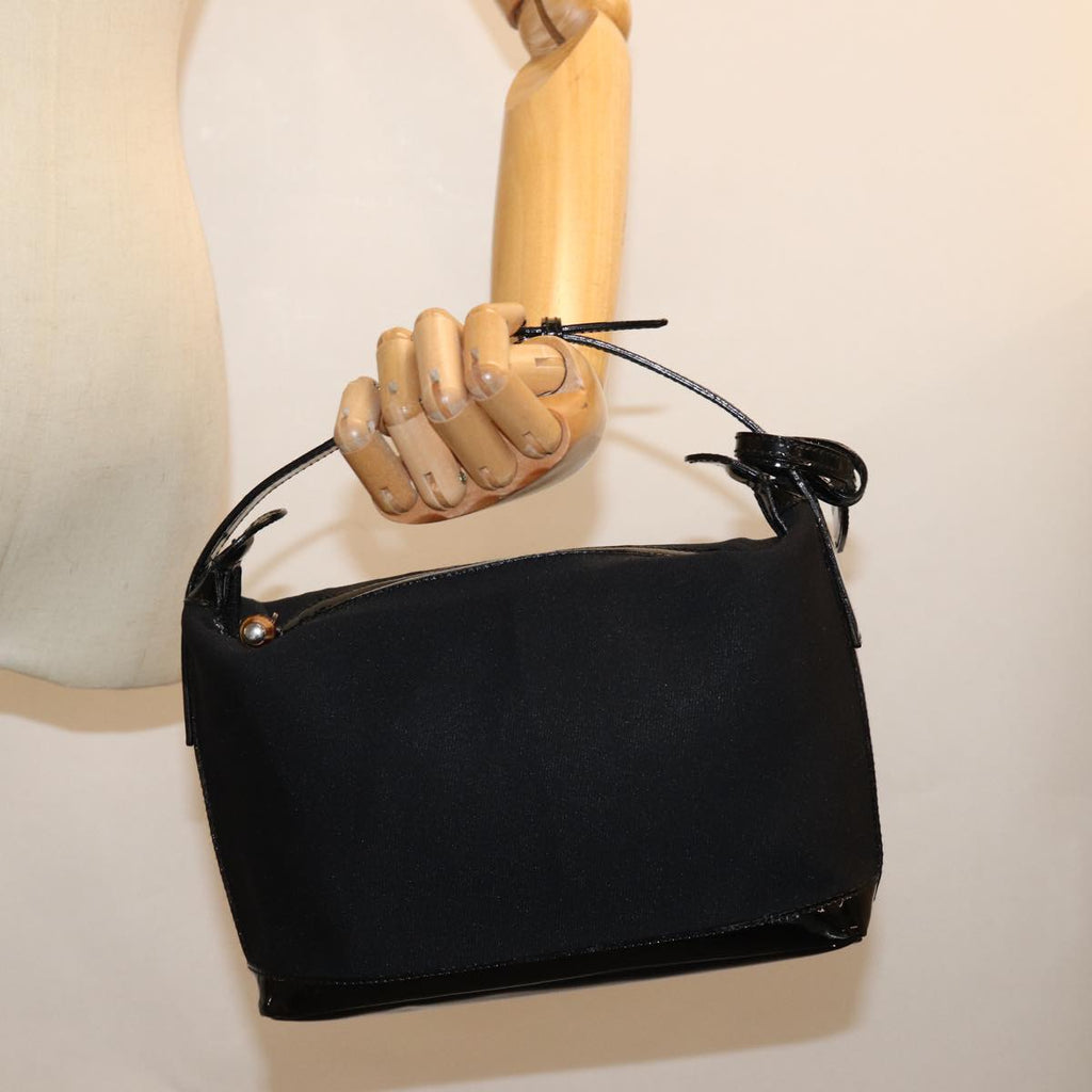 GUCCI Bamboo Hand Bag Nylon Black ar11884