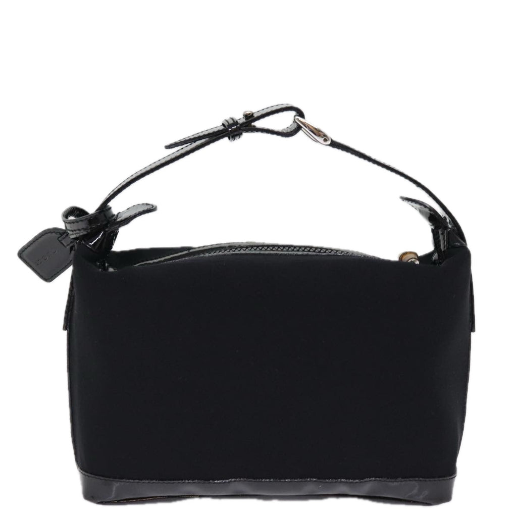 GUCCI Bamboo Hand Bag Nylon Black ar11884