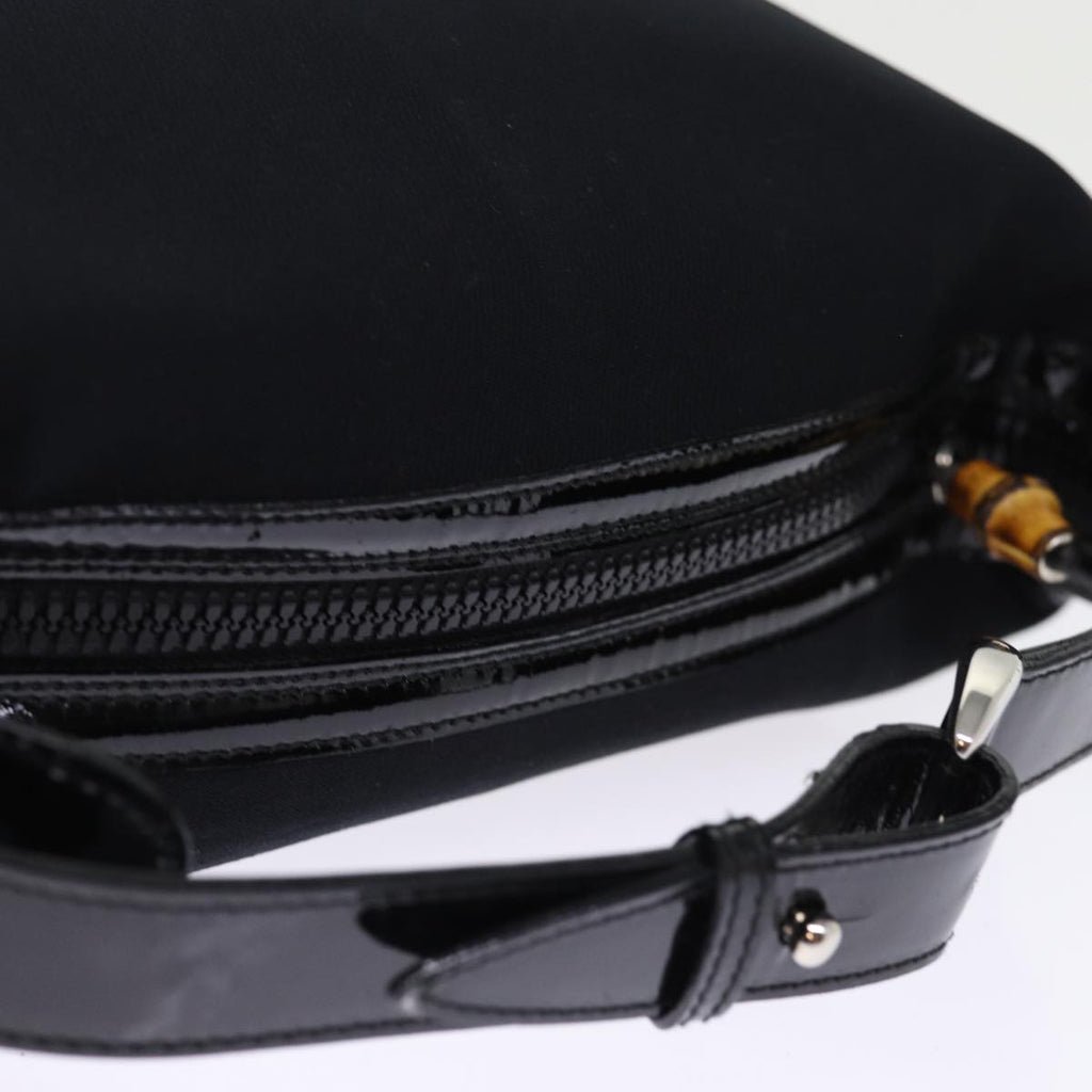 GUCCI Bamboo Hand Bag Nylon Black ar11884