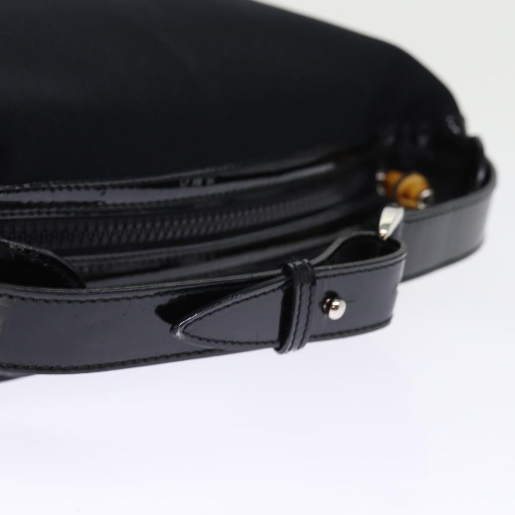 GUCCI Bamboo Hand Bag Nylon Black ar11884