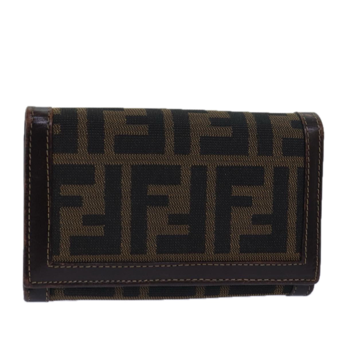 FENDI Zucca Canvas Wallet Black Brown ar11965