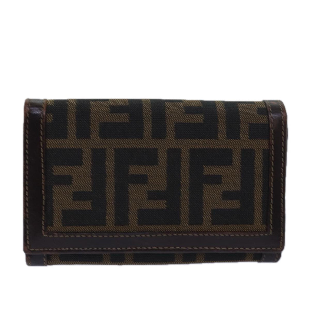 FENDI Zucca Canvas Wallet Black Brown ar11965