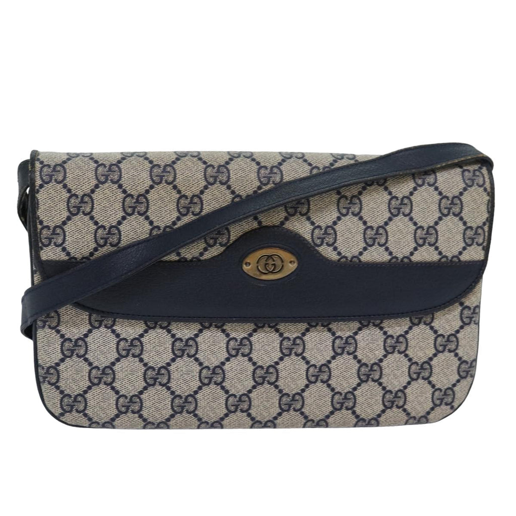 GUCCI GG Supreme Shoulder Bag PVC Leather Navy 004 106 0024 ar11976