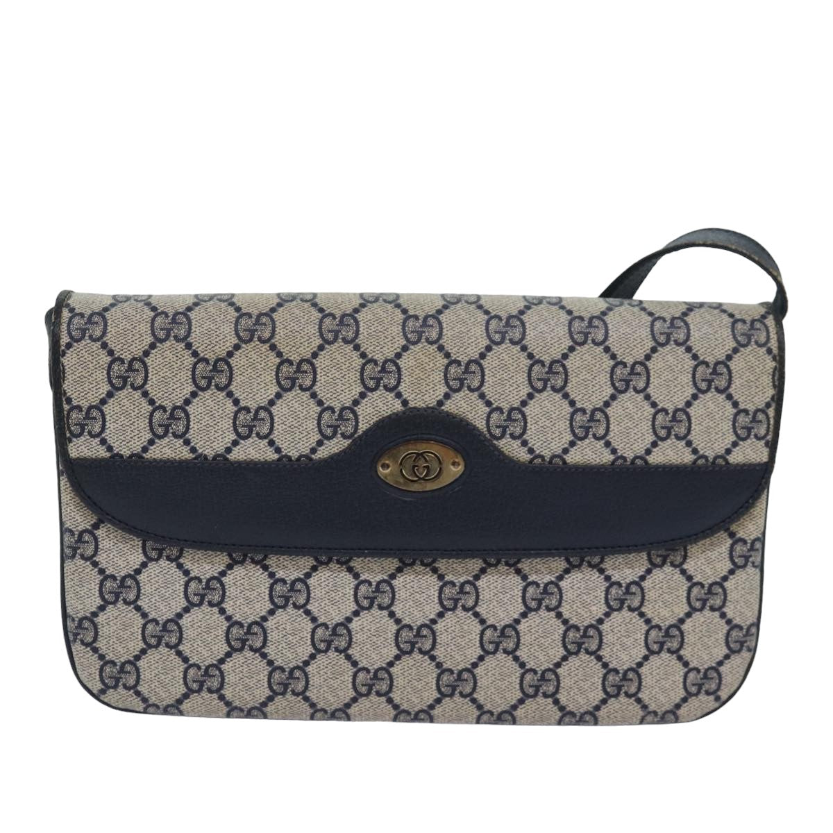 GUCCI GG Supreme Shoulder Bag PVC Leather Navy 004 106 0024 ar11976