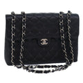 CHANEL Matelasse 30 Turn Lock Chain Bag Caviar Skin Black CC ar11992A