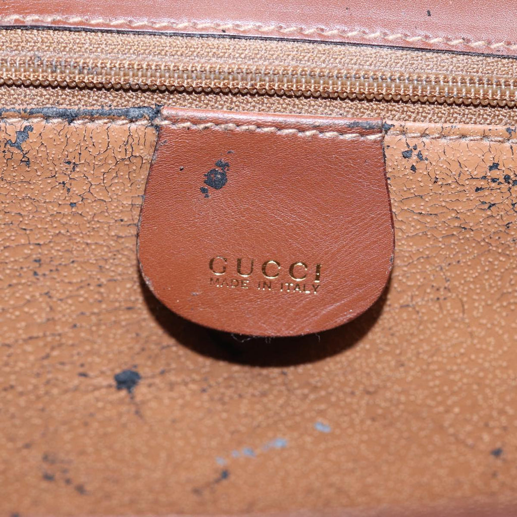 GUCCI Hand Bag Leather 2way Brown ar12027