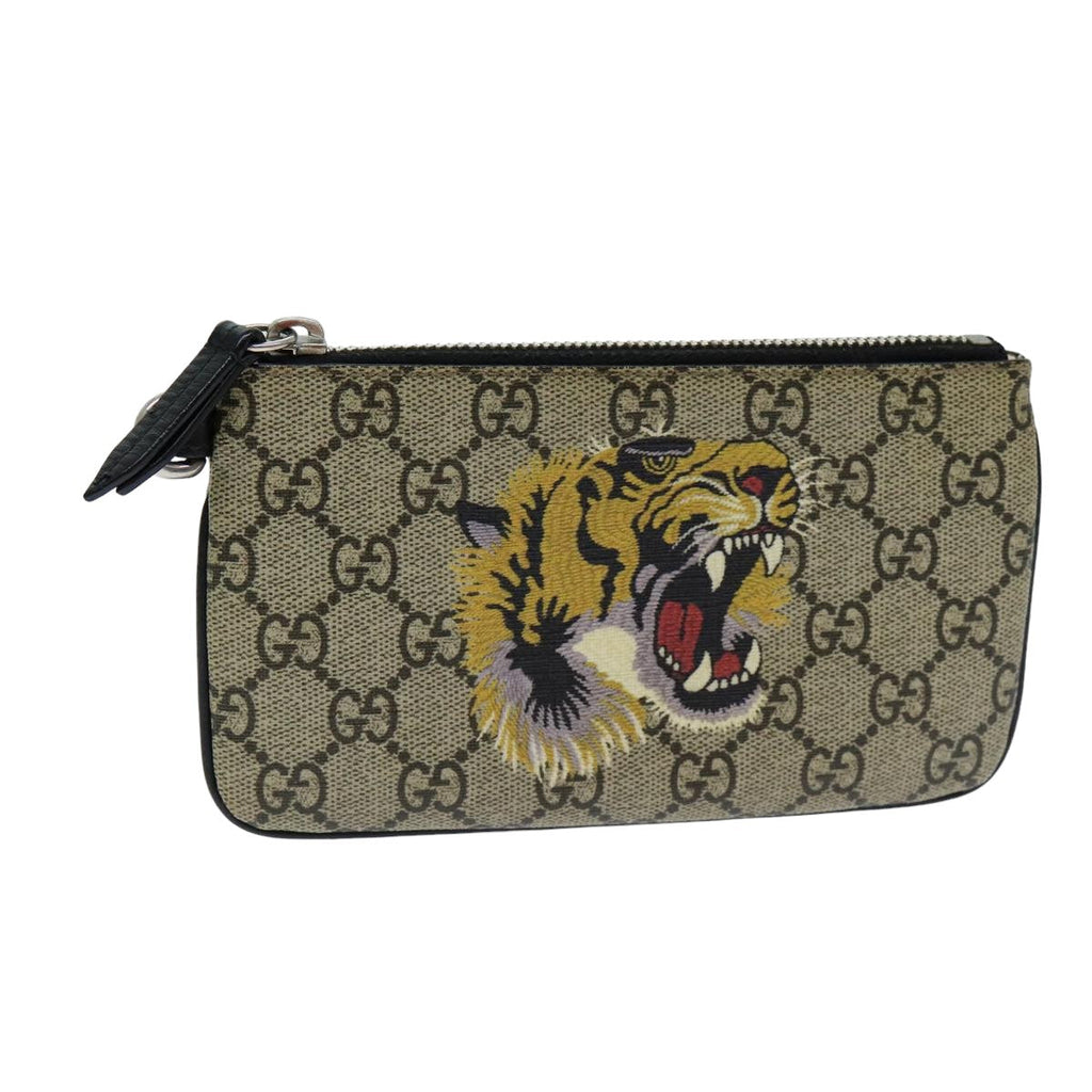 GUCCI GG Supreme Pouch PVC Leather Beige 522866 ar12057