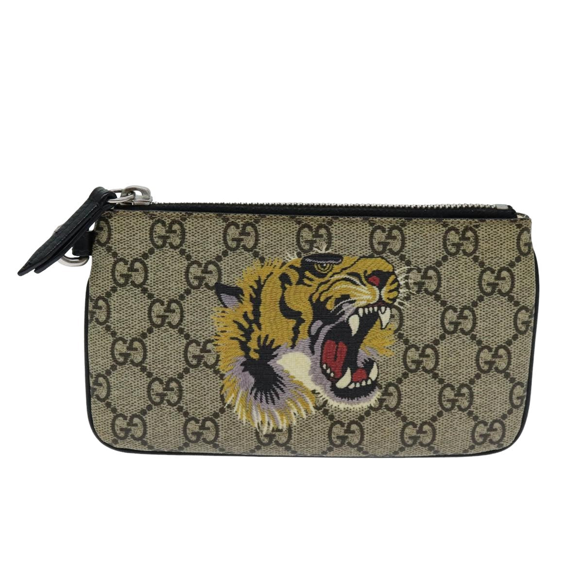 GUCCI GG Supreme Pouch PVC Leather Beige 522866 ar12057
