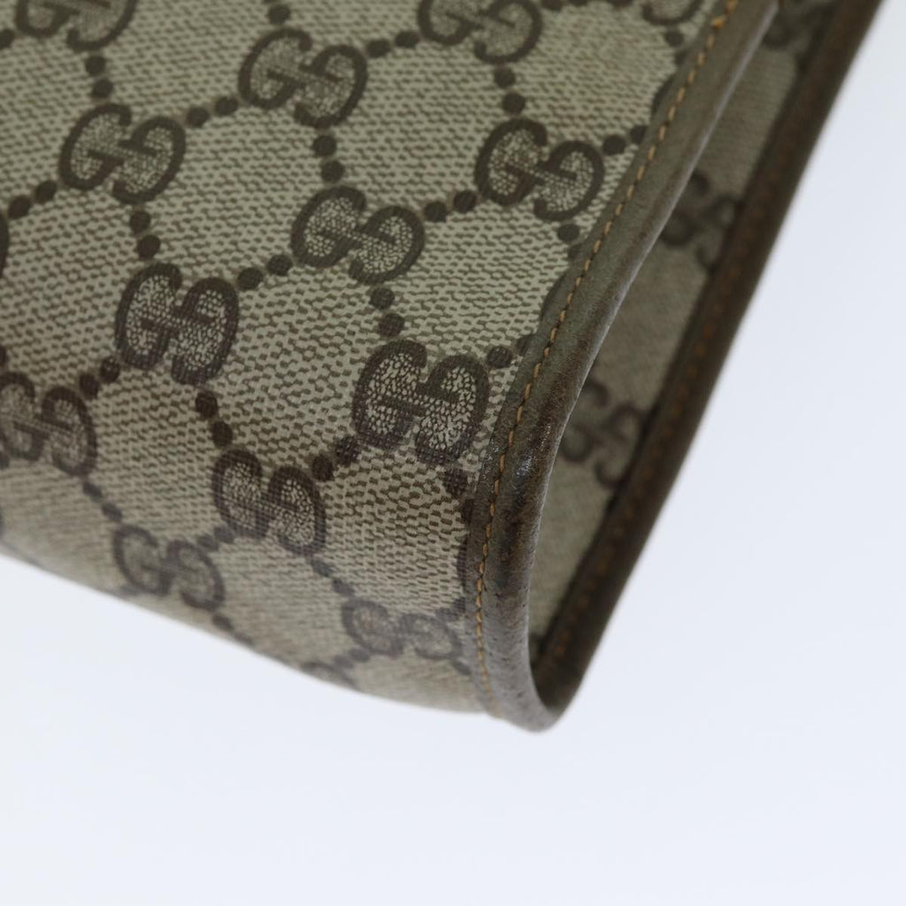 GUCCI GG Canvas Clutch Bag PVC Leather Beige ar12060