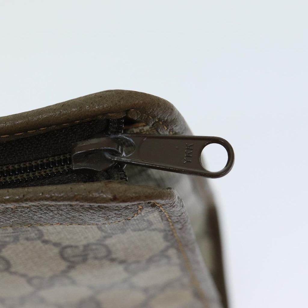 GUCCI GG Canvas Clutch Bag PVC Leather Beige ar12060