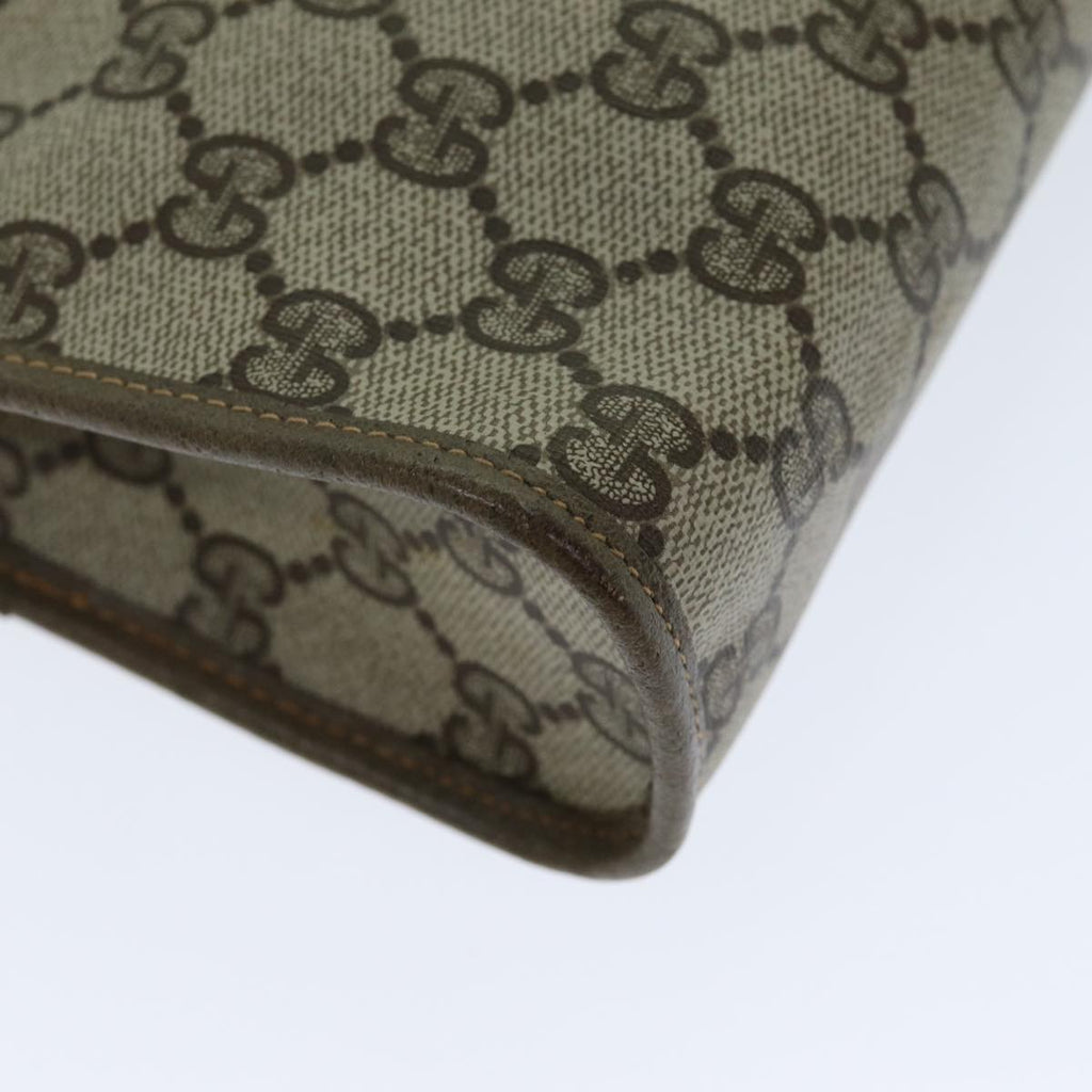 GUCCI GG Canvas Clutch Bag PVC Leather Beige ar12060