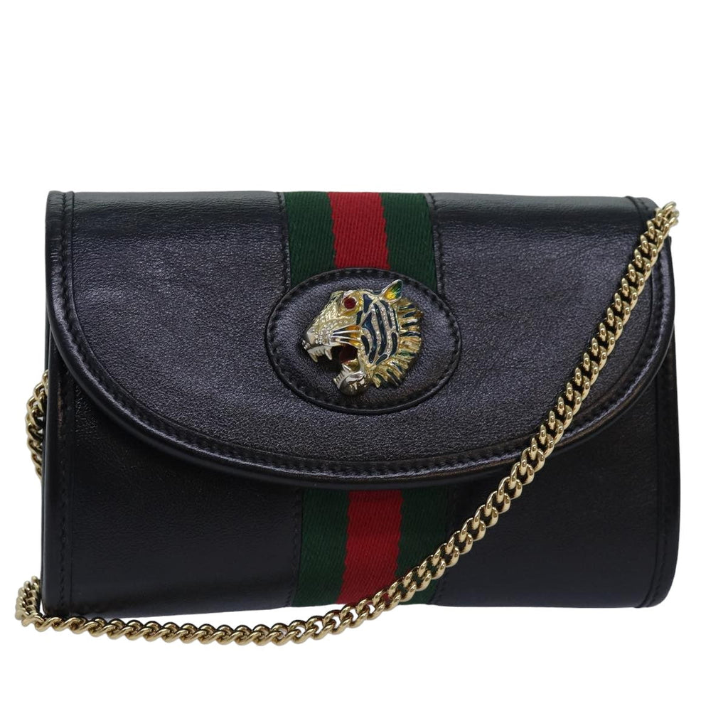 GUCCI Raja Ophidia Web Sherry Line Chain Bag Leather Black 573797 ar12088