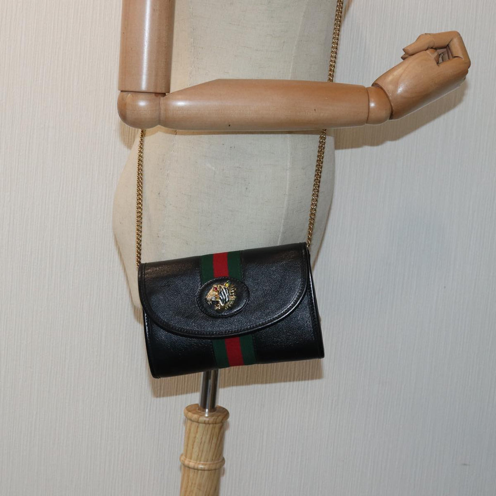GUCCI Raja Ophidia Web Sherry Line Chain Bag Leather Black 573797 ar12088