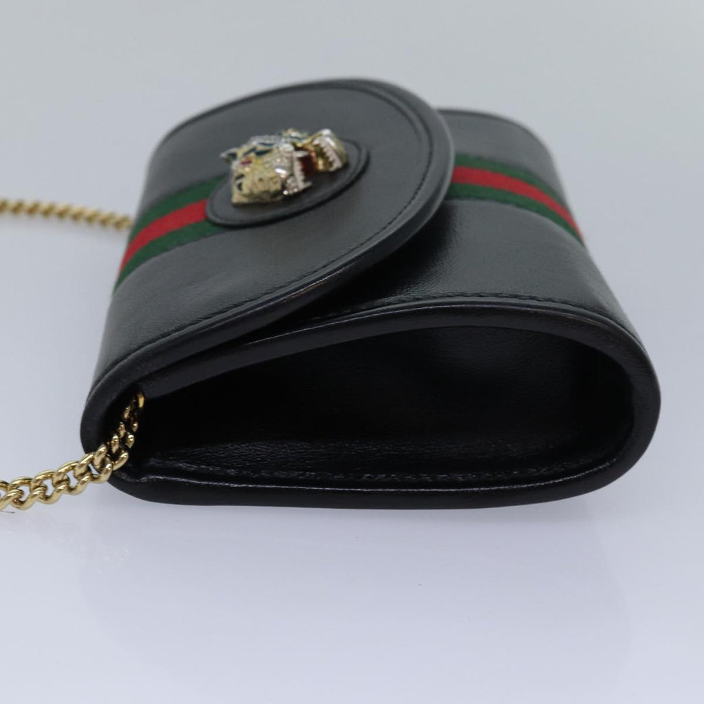 GUCCI Raja Ophidia Web Sherry Line Chain Bag Leather Black 573797 ar12088
