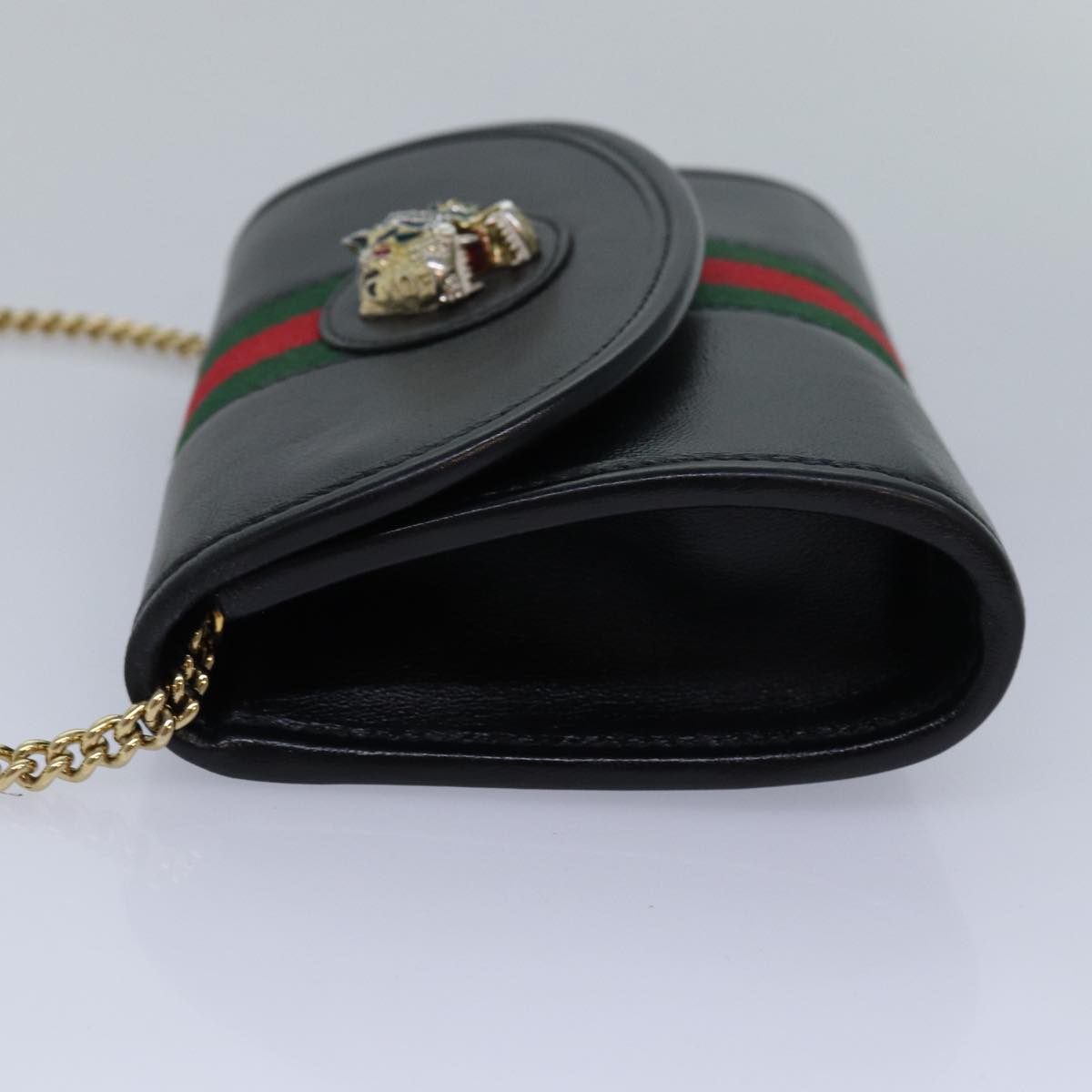 GUCCI Raja Ophidia Web Sherry Line Chain Bag Leather Black 573797 ar12088