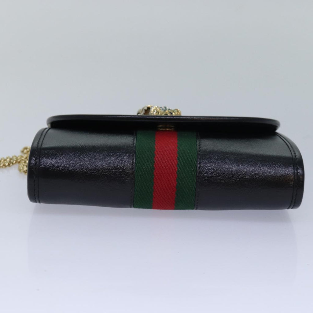 GUCCI Raja Ophidia Web Sherry Line Chain Bag Leather Black 573797 ar12088