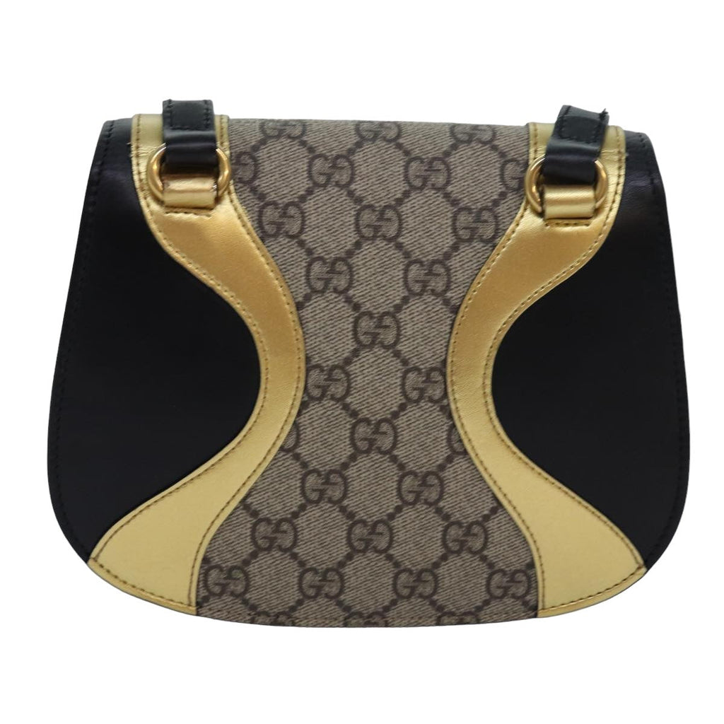 GUCCI GG Supreme Ojiride Shoulder Bag Leather PVC Beige 500781 ar12091