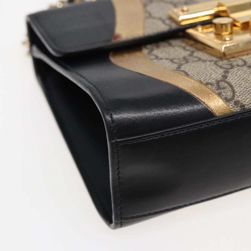 GUCCI Padlock GG Supreme Chain Shoulder Bag PVC Beige 432182 ar12095