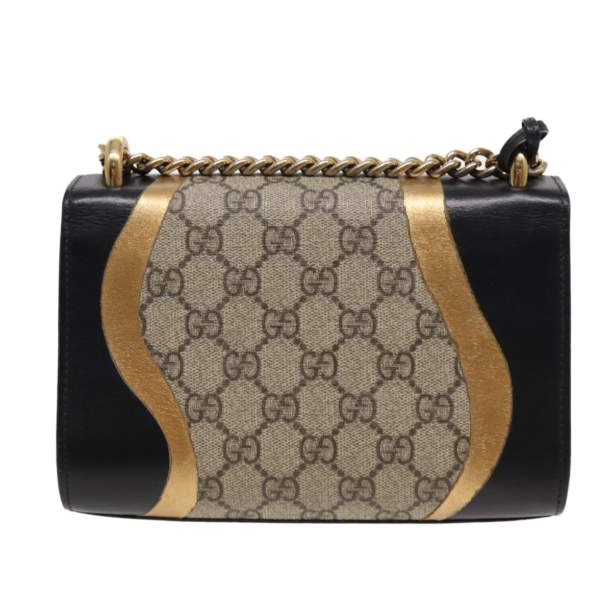 GUCCI Padlock GG Supreme Chain Shoulder Bag PVC Beige 432182 ar12095