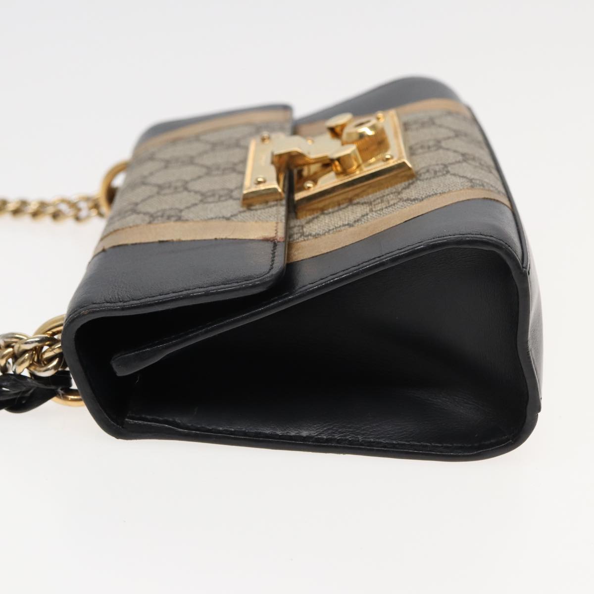 GUCCI Padlock GG Supreme Chain Shoulder Bag PVC Beige 432182 ar12095