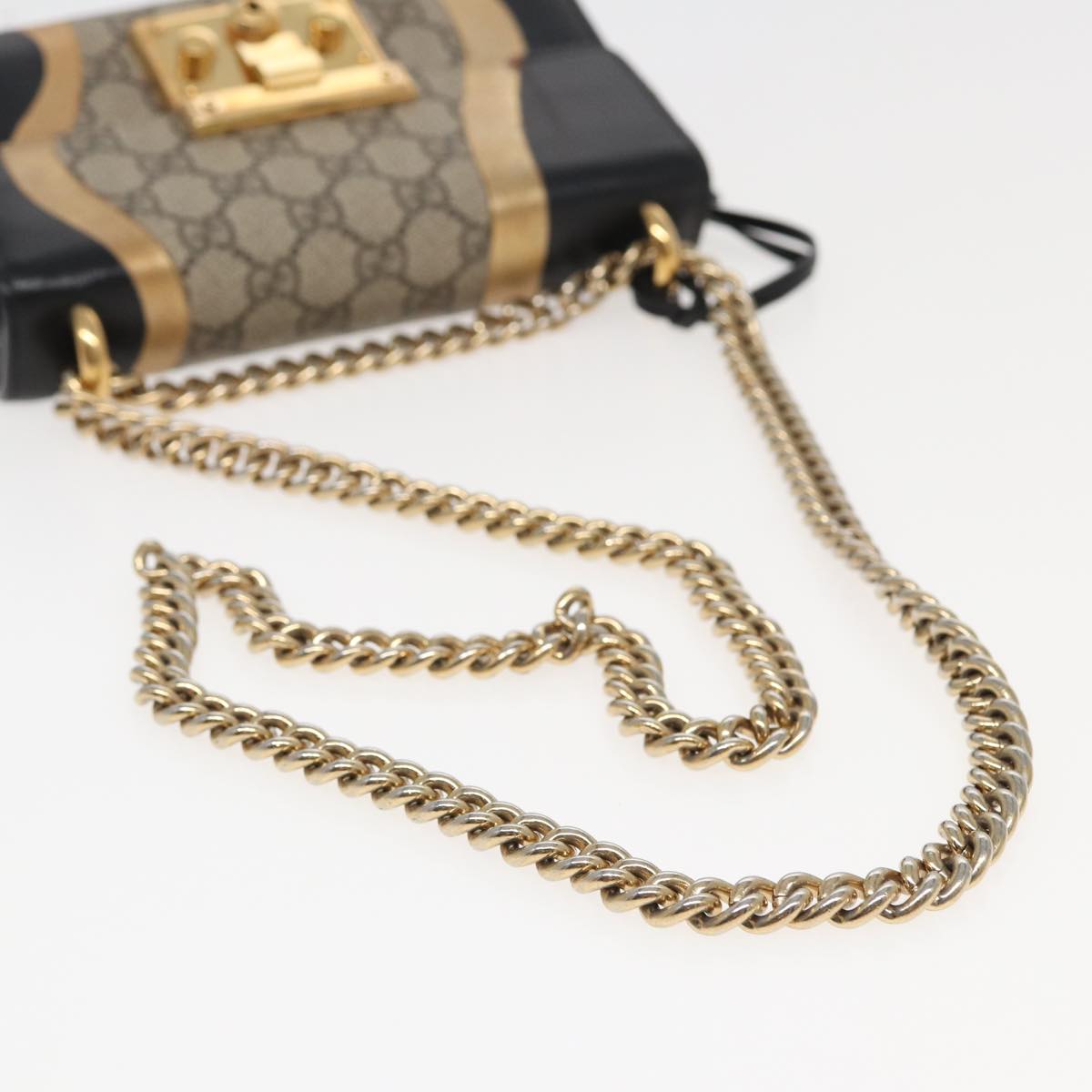 GUCCI Padlock GG Supreme Chain Shoulder Bag PVC Beige 432182 ar12095