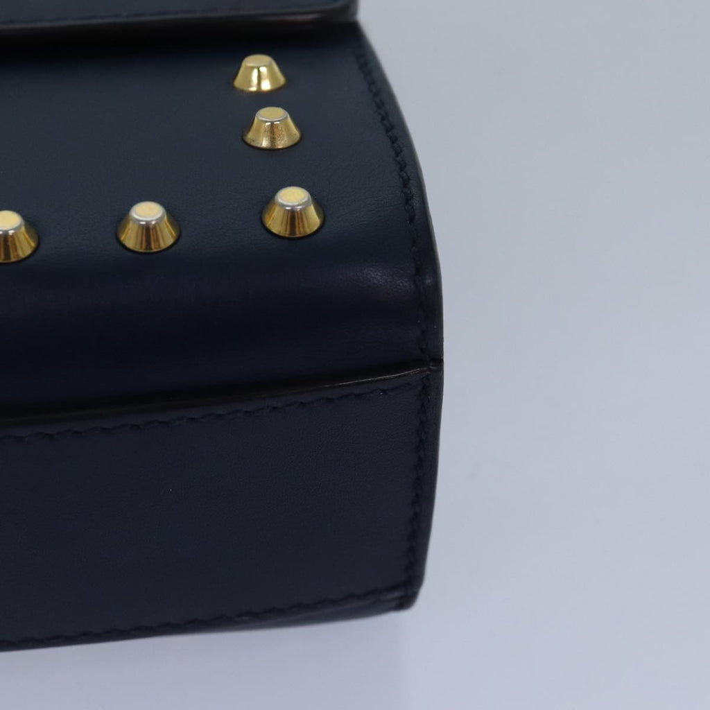 GUCCI Pad Lock Chain Shoulder Bag Leather Navy 432182 ar12096