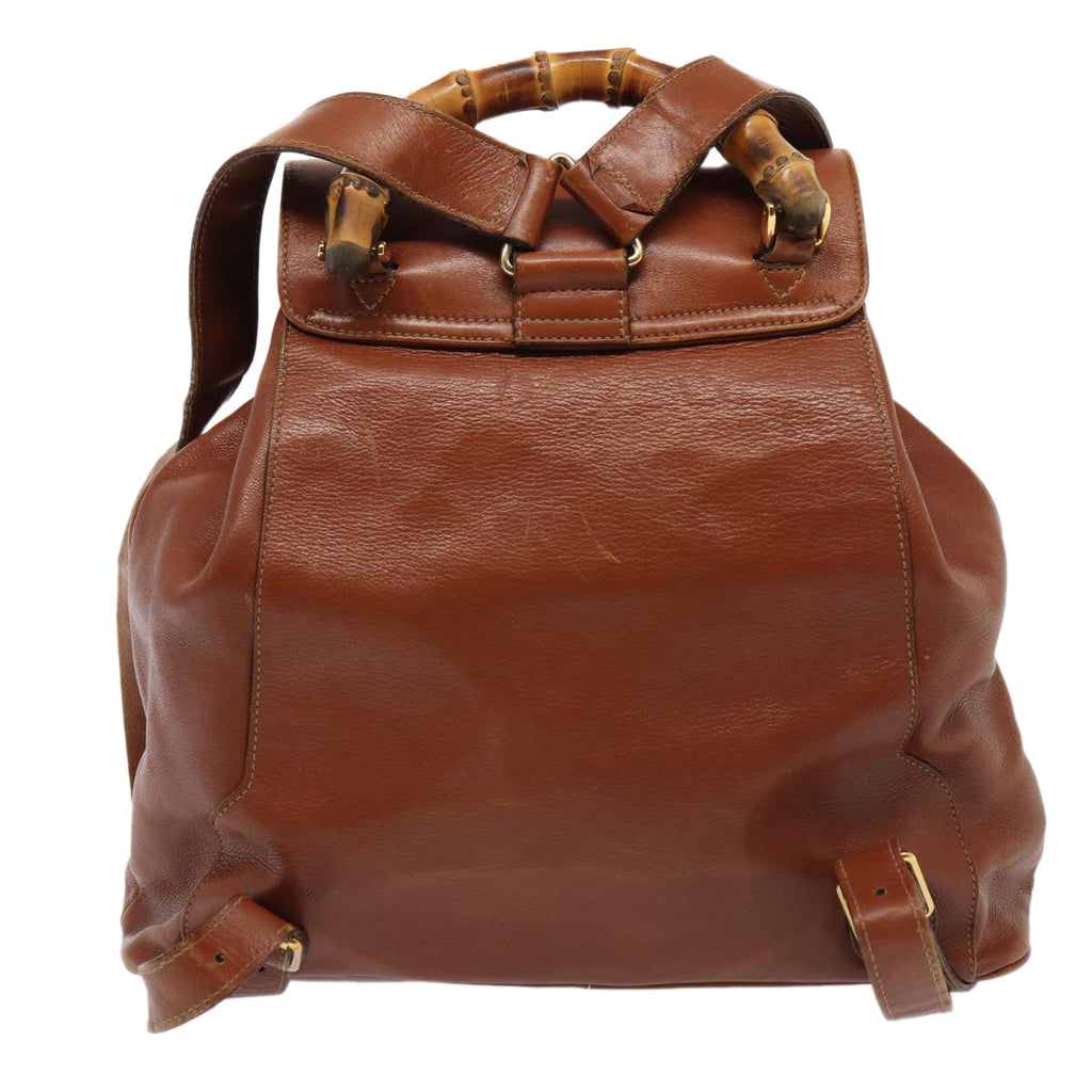 GUCCI Bamboo Backpack Leather Brown 003 2058 0016 ar12099