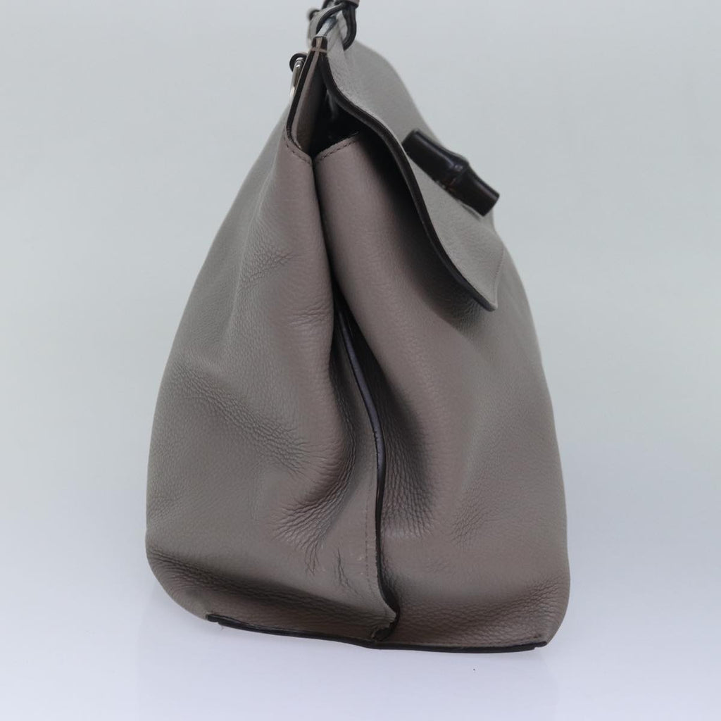 GUCCI Bamboo Daily Hand Bag Leather 2way Gray 370830 ar12107