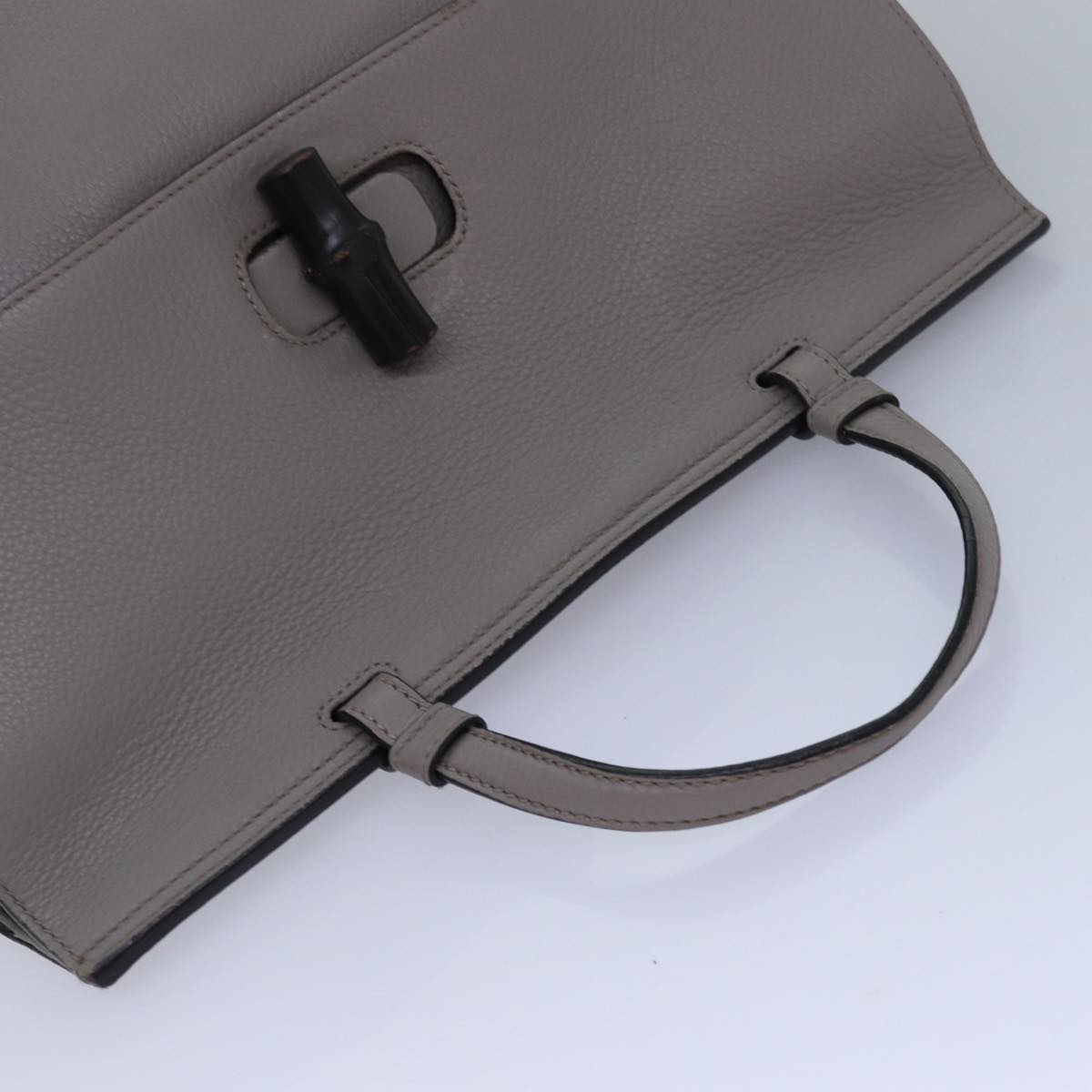 GUCCI Bamboo Daily Hand Bag Leather 2way Gray 370830 ar12107