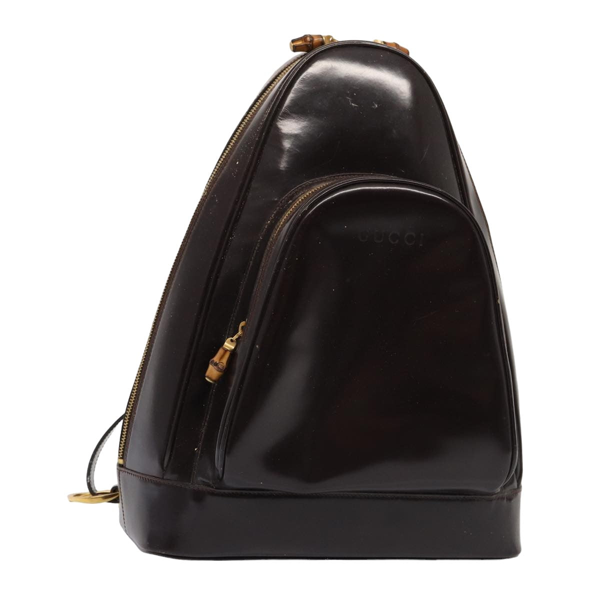 GUCCI Bamboo Body Bag Enamel Brown 003 2113 0027 ar12113